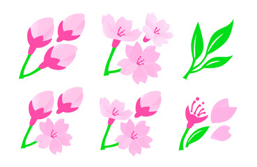 桜の開花予想のイラストセット