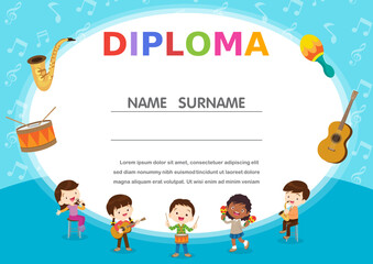 Fototapeta premium cute diploma certificate template for music school student 5