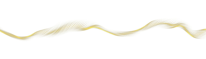 Gold abstract digital art, wavy dynamic luxury line, isolated. Wave rich. Golden transparent stripe. png