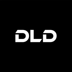 DLD letter logo design with black background in illustrator, vector logo modern alphabet font overlap style. calligraphy designs for logo, Poster, Invitation, etc.