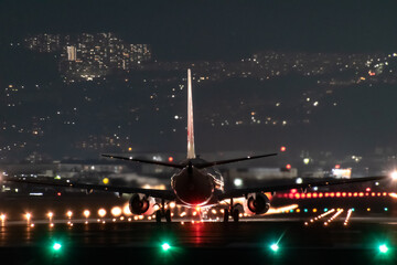 夜の千里川土手(飛行機)