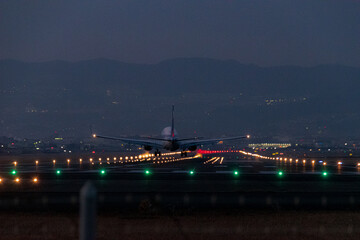 夜の千里川土手(飛行機)