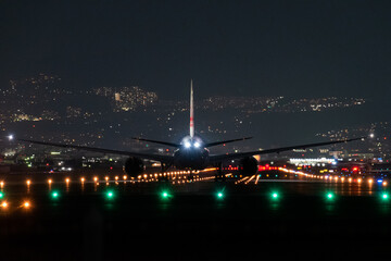 夜の千里川土手(飛行機)