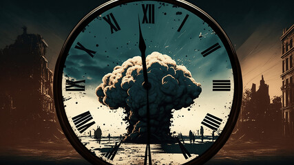 Fototapeta na wymiar Doomsday Clock - Generative AI