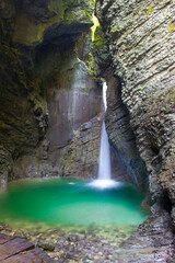 Kozjak waterfall (Slap Kozjak) in Kobarid, Julian Alps in Slovenia