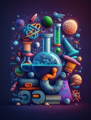 composition of chemical illustration for kids