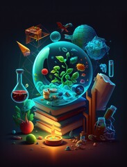 composition of biology illustration for kids