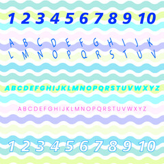 Education. Numbers, Alphabet. Letters account, number series. Vector illustration, order, multicolored school, mathematics, schoolchildren