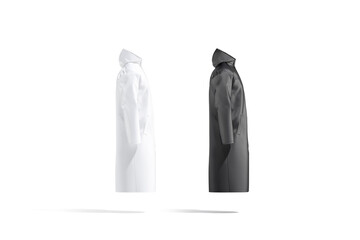 Blank black and white protective raincoat mockup, profile view © Alexandr Bognat