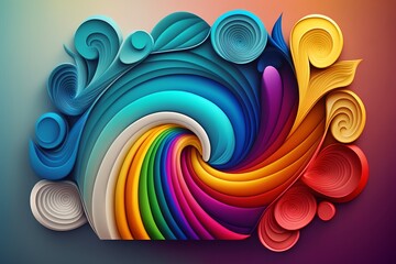 Colorful abstract background, rainbow swirl and spirals, generative ai