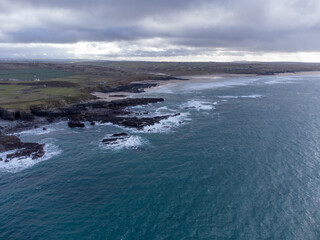 Gwithian beach Cornwall england uk from the air drone aerial 