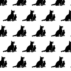 patrón con perro y gato