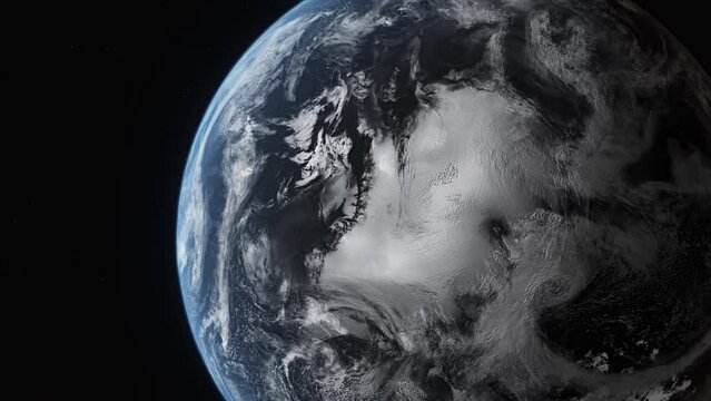 Concept 15-U1 View of the realistic antarctic sea ice from space on planet earth.