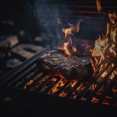 Beef steaks on the grill.Generative AI