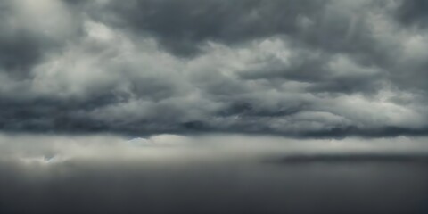 Dark and stormy sky with clouds and fog