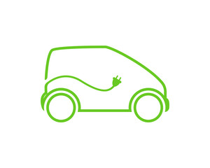 Eco car. Car charging at the charger station. Ecology transport concept vector illustration.