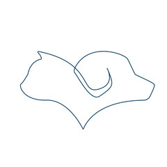 Continuous one line drawing infinite loop style graphic. Vector thin line icon illustration of the head of a dog and cat together. Pet shop, veterinary, shelter or other pet related subjects.