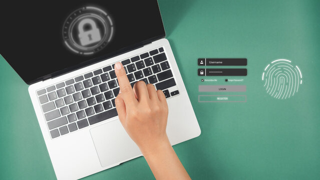 scanning digital processing of biometric identification fingerprint scanner. concept of surveillance and security scanning of digital programs, protecting personal data