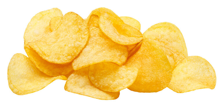 Delicious potato chips cut out