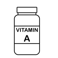 simple flat black line vitamin A drug bottle