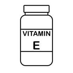 simple flat black line vitamin E drug bottle