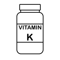 simple flat black line vitamin K drug bottle