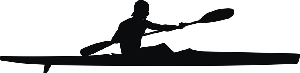 athlete kayaker sports kayak paddle black silhouette