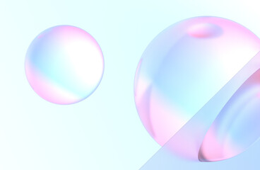 3D of two glass spheres