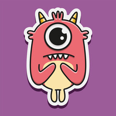 cute monster cartoon doodle design for coloring, backgrounds, stickers, logos, symbol, icons and more