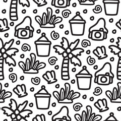 Summer doodle cartoon pattern illustration design