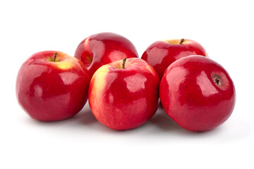 Shiny red apples, isolated on white background.