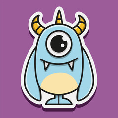 cute monster cartoon doodle design for coloring, backgrounds, stickers, logos, symbol, icons and more