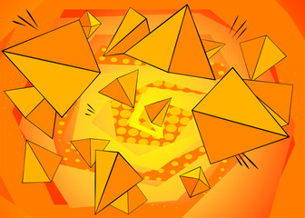 Comic Book Yellow Pyarmid pop art Background. Vector wallpaper illustration. Vintage banner.