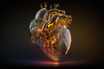 Fototapeta premium Illustration of a human heart - Technological concept - Created with Generative ai