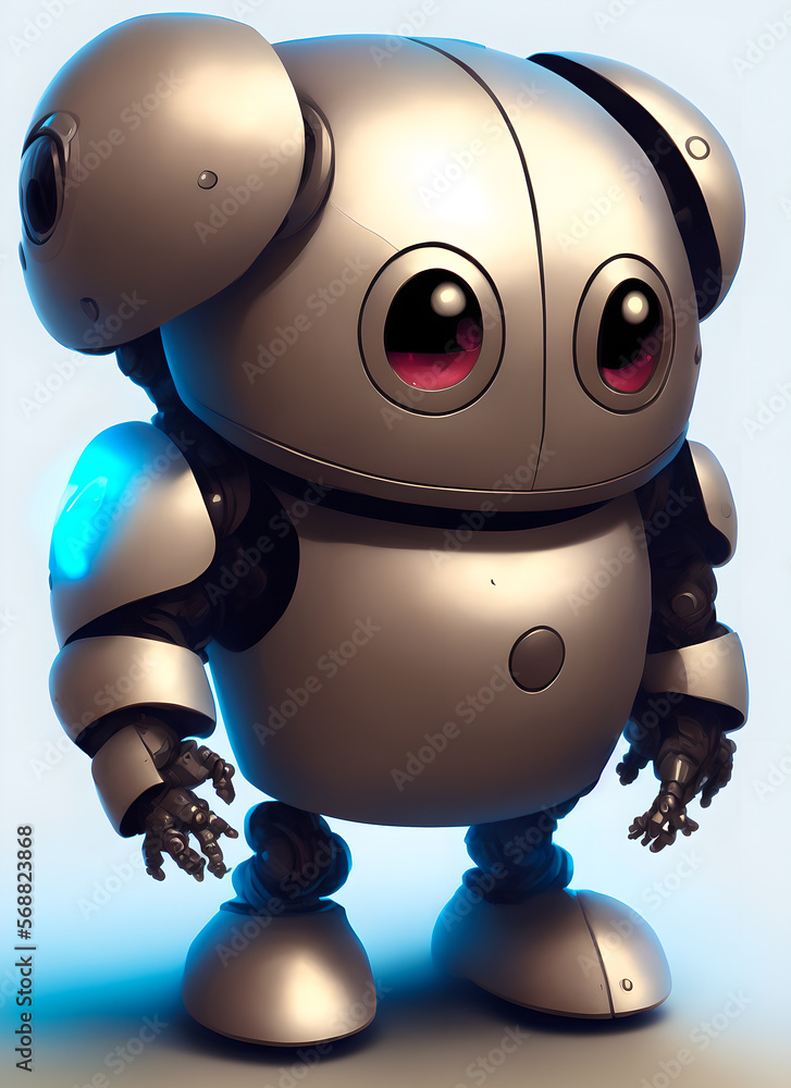 Canvas Prints little funny kind robot.freehand drawing. generative ai