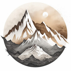 Mountain hill logo design vector, nature landscape adventure illustration. Generative Ai