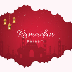 Ramadan kareem background design concept with illustration