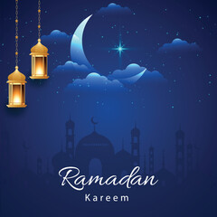 Ramadan kareem background design concept with illustration