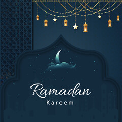 Ramadan kareem background design concept with illustration