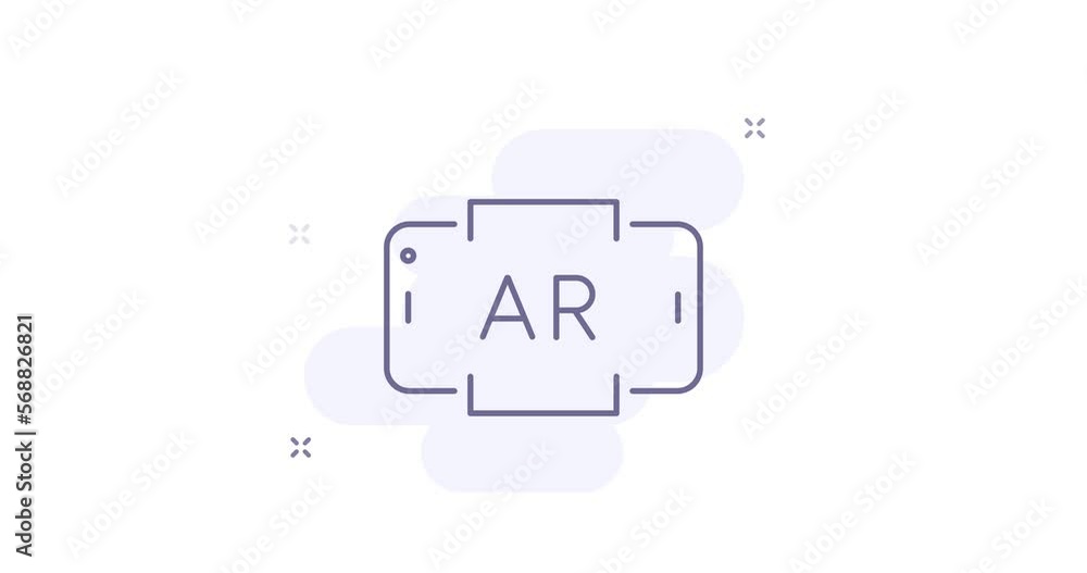 Poster augmented reality animated outline icon isolated on white. augmented reality 4k video line illustrat