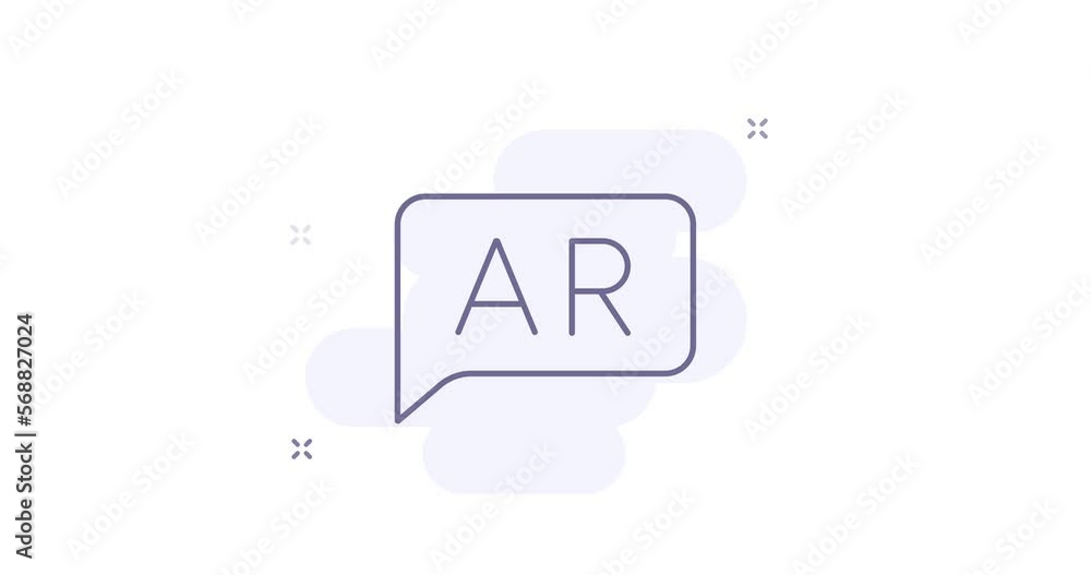 Poster augmented reality animated outline icon isolated on white. augmented reality 4k video line illustrat