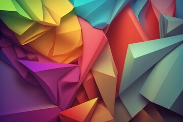 Colorful abstract background, 3D geometric polygons, generative ai