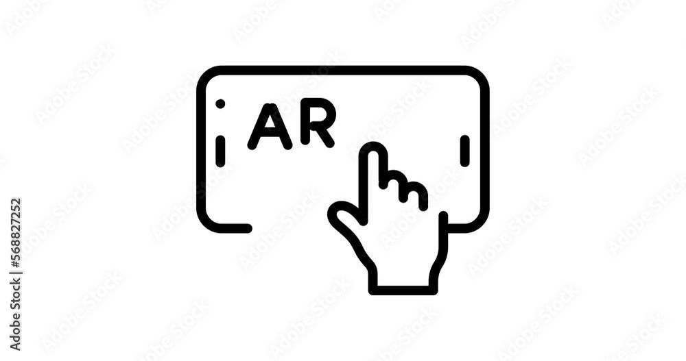 Aufkleber augmented reality animated outline icon set isolated on white background. augmented reality 4k video