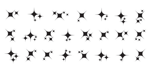 Obraz premium Star icons. Shine icons set. Twinkling stars. Symbols of sparkle, glint, gleam, etc. Christmas vector symbols isolated on white background.