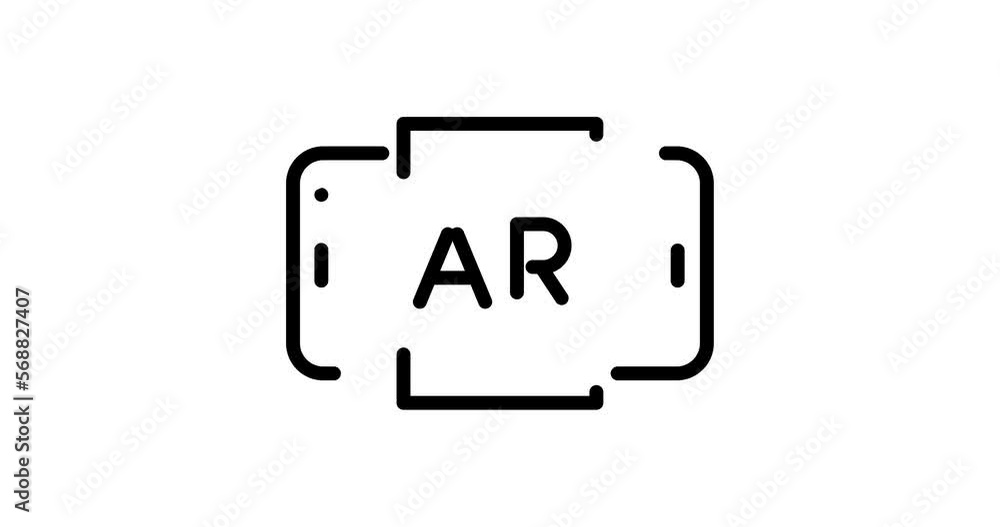 Aufkleber augmented reality animated outline icon set isolated on white background. augmented reality 4k video