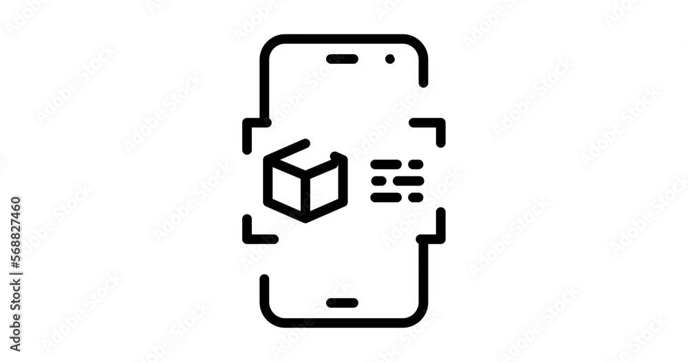 Aufkleber augmented reality animated outline icon set isolated on white background. augmented reality 4k video