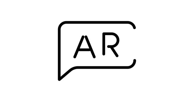 augmented reality animated outline icon set isolated on white background. augmented reality 4k video animation for web, mobile and ui design