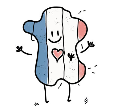 A smiling character in the shape of France - Vector illustration and typically French. An ideal mascot for graphic and moving projects.