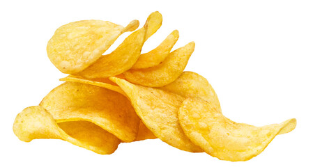 Delicious potato chips cut out