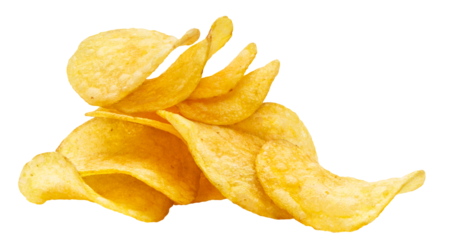 Delicious potato chips cut out